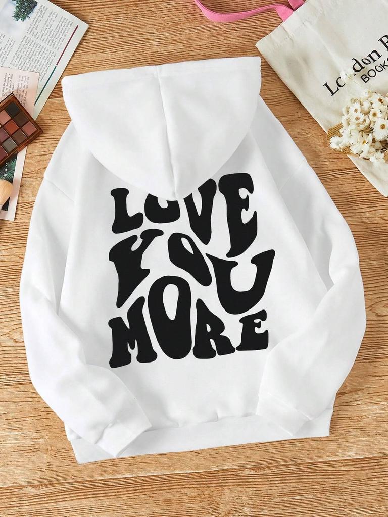 Love You More Personality Letter Graphic Male Hoodie Fashion Fleece Hoody Autumn Casual Loose Sweatshirt Street Sportswears