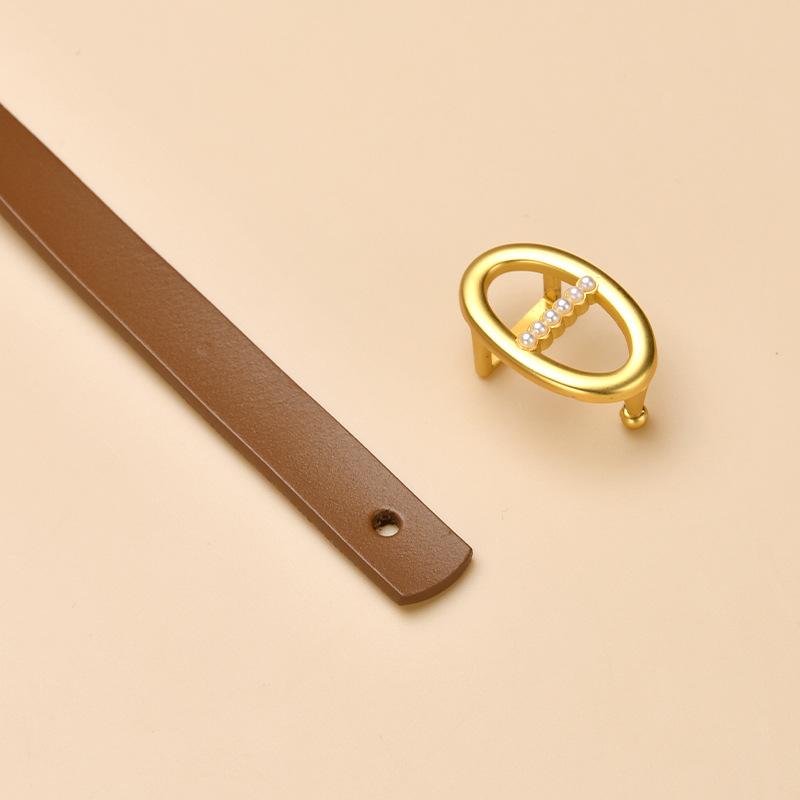 Slim Belt Women's Dress Belt Women's Retro Cowhide Hand Belt Belt Belt Belt