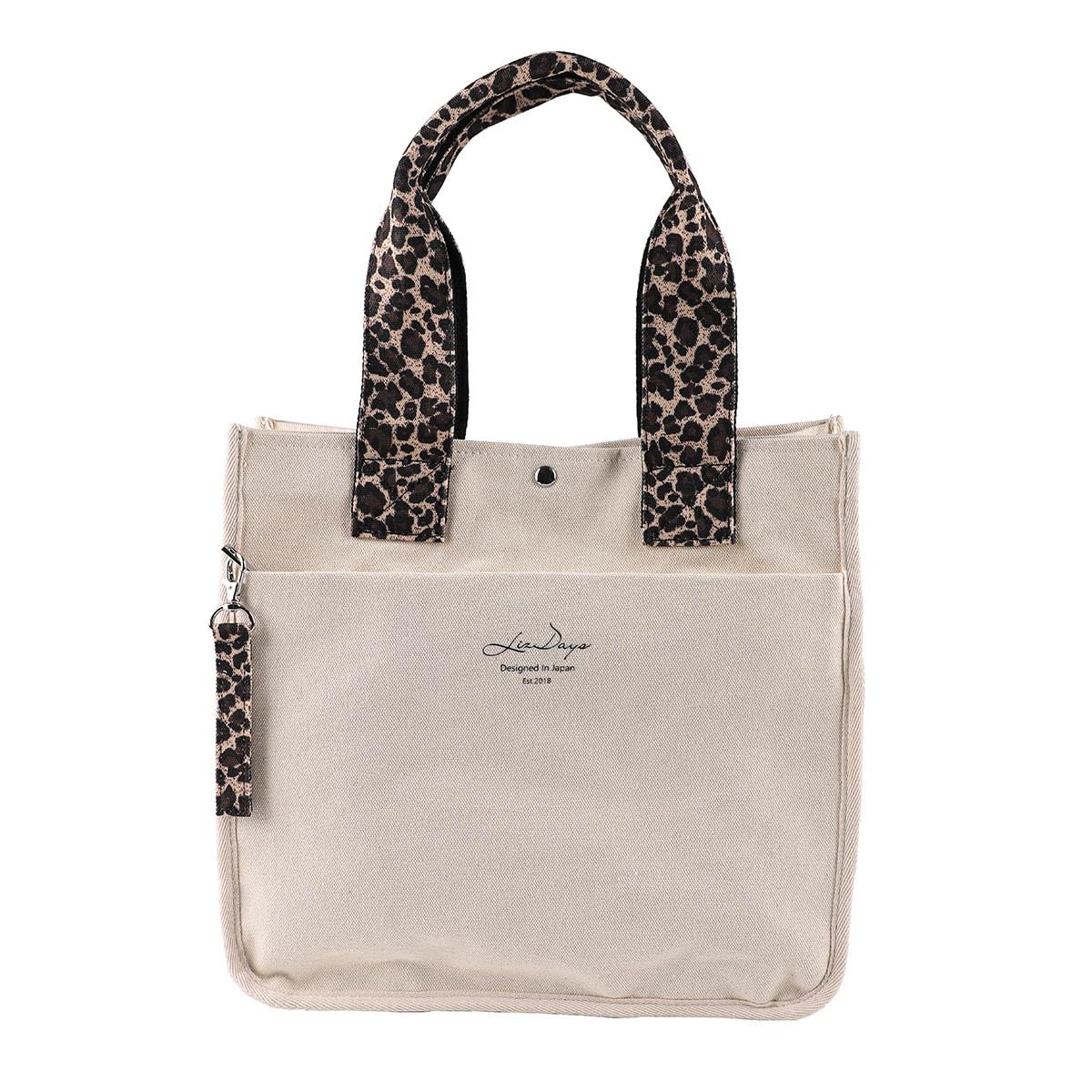 

Lizdays Tote Bag for Women, Perfect for Commuting, School, and Adults, Canvas, Cotton, A4 Size, Wide Gusset, Large Capacity (NaturalBrown Leopard