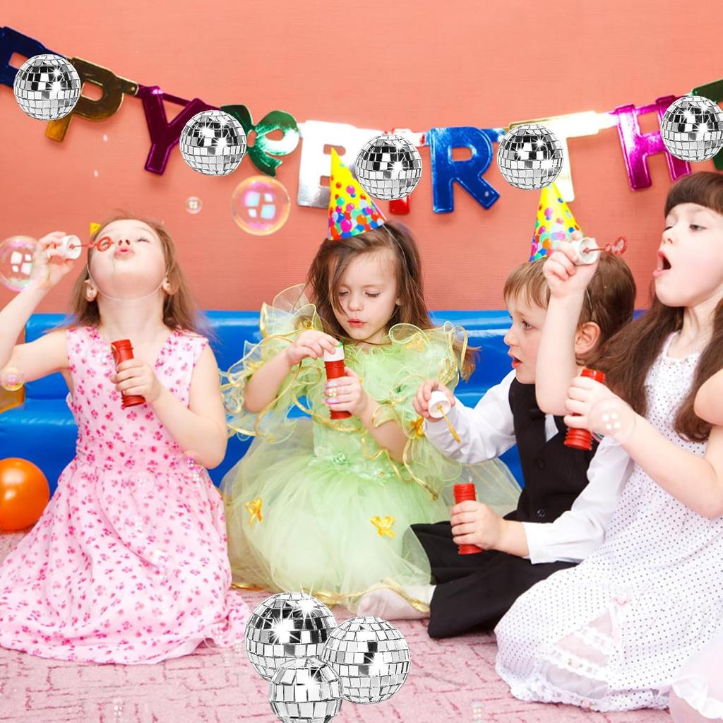 50 Pcs Disco Ball Cake Decoration,Mirror Ball Cake Topper 70s Themed Party Disco Ball Ornaments for Christmas Tree Dance Music