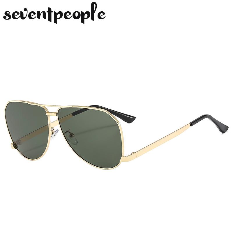 Oversized Double Beam Oval Sunglasses Women Men  Luxury Brand Trendy Metal Frame Shades Eyewear For Ladies Classic Eyewear