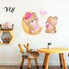 Durable Wall Decals for Playroom Cute Bear Stickers Kids Room, PVC Waterproof Cartoon Animal Decorative Interior Decals, Removable Art Mural