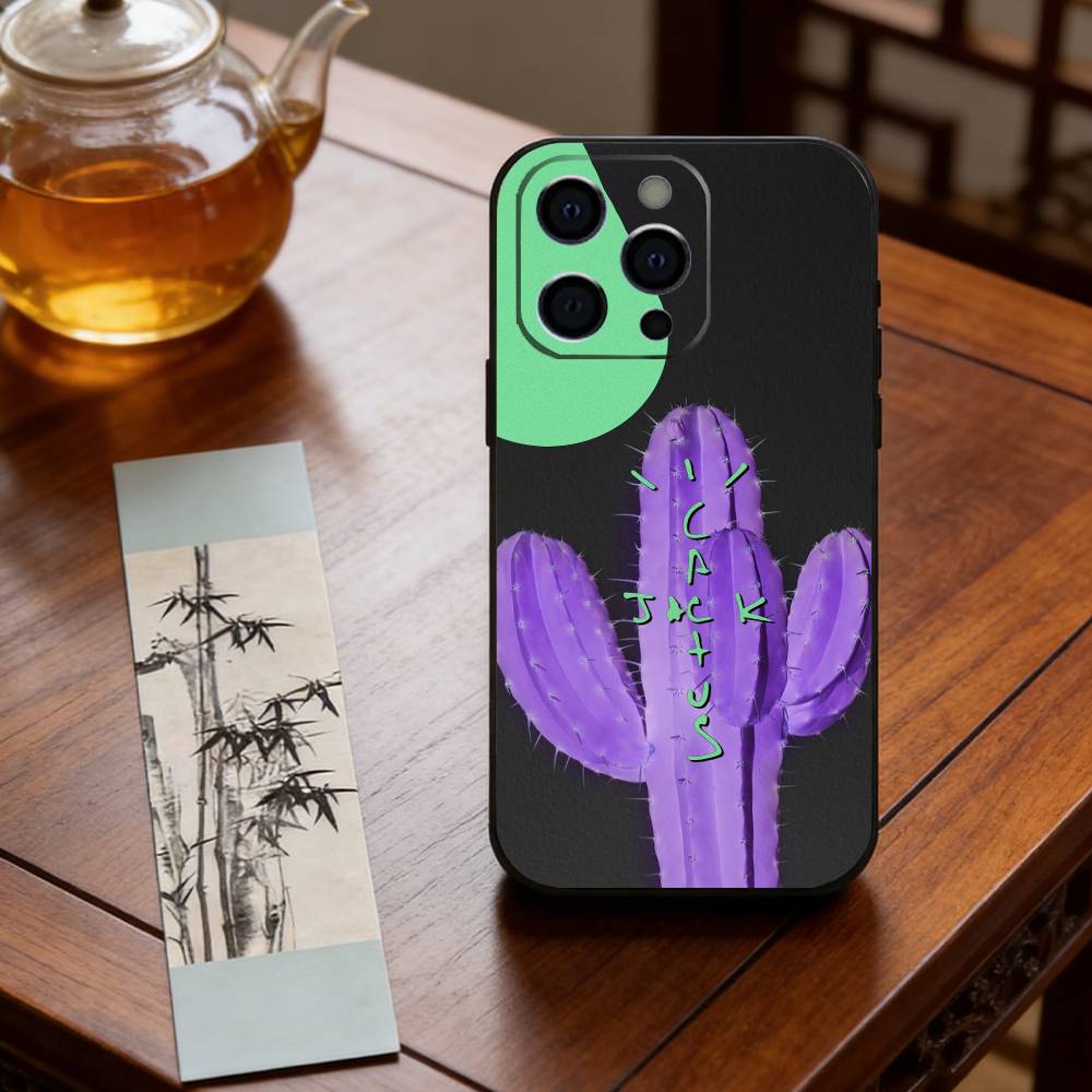 C-Cactuss J-Jack Travis Scott Phone Case For iPhone 17,16,15,14,13,12,11 Plus,Pro Max,XS,Soft Silicone Black Cover