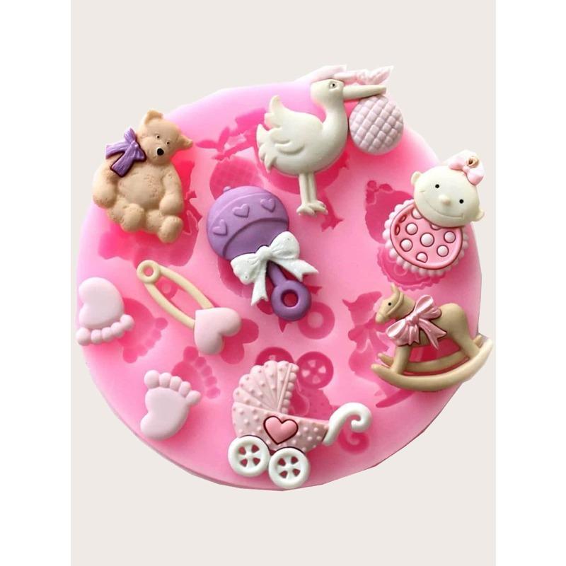 

Cartoon Design Mold, Pink Round Cartoon Chocolate Mold for Baking Fondant Mold with Bow Shapes for Cake Decorations, Cupcake Toppers, Candy one-size розовый