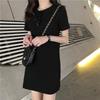 Summer New Korean Version Slim Fit Solid Color Short-sleeved T-shirt Women's Medium and Long Dress Women's Clothing Clothes