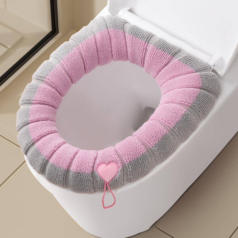 1Pc Thicker Bathroom Toilet Seat Cover Pads Soft Comfortable Toilet Seat Cushion Cover Stretchable Toilet Seat Warmer Easy Inst