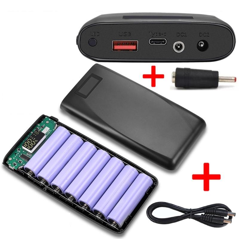 7Slot 18650 Battery Case Adjustable Voltage 7pcs 18650 Battery Holder Shell For Outdoor Camping Electronic Devices