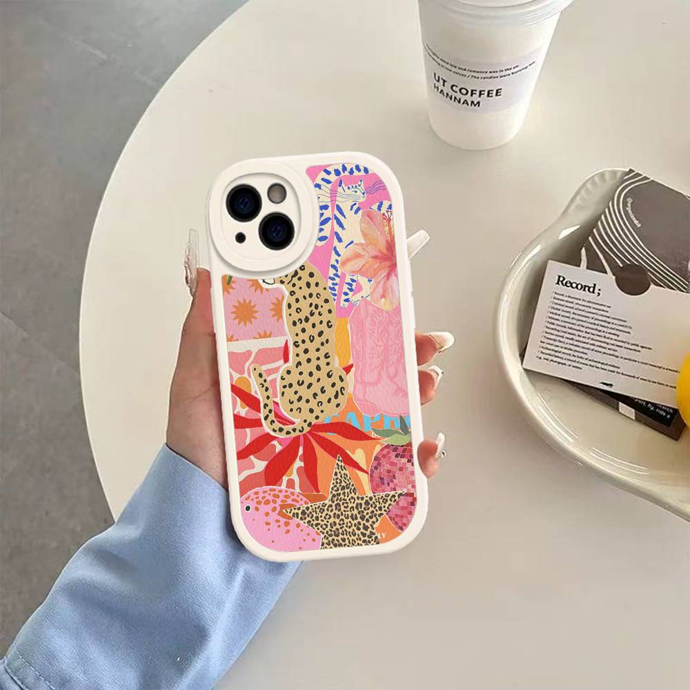 

Colorful Abstract Tiger, Leopard, Snake, Tropical Jungle Phone Case For IPhone 16 15 14 11 12 13 Pro Max Plus Back Leather Shell 12 pro max