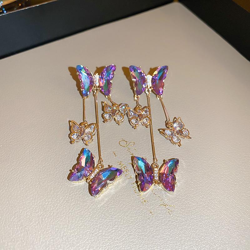 Silver Needle French Fresh Exaggerated Diamond Earrings Light Luxury High-end Stud Earrings Temperament Earrings Design Sense Niche