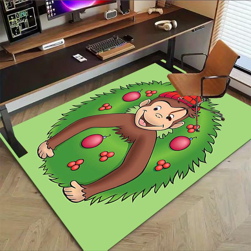 1PC Curious George Christmas Anti-slip carpet, suitable for Office, bedroomand playrooms. It can also be used as a sofa footrest cover-R79