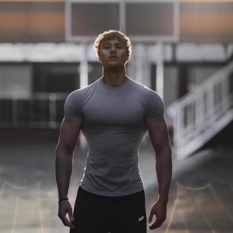 GYMSARK Onyx Mens Running Tight Short Sleeve T-Shirt Breathable Gym Workout Top