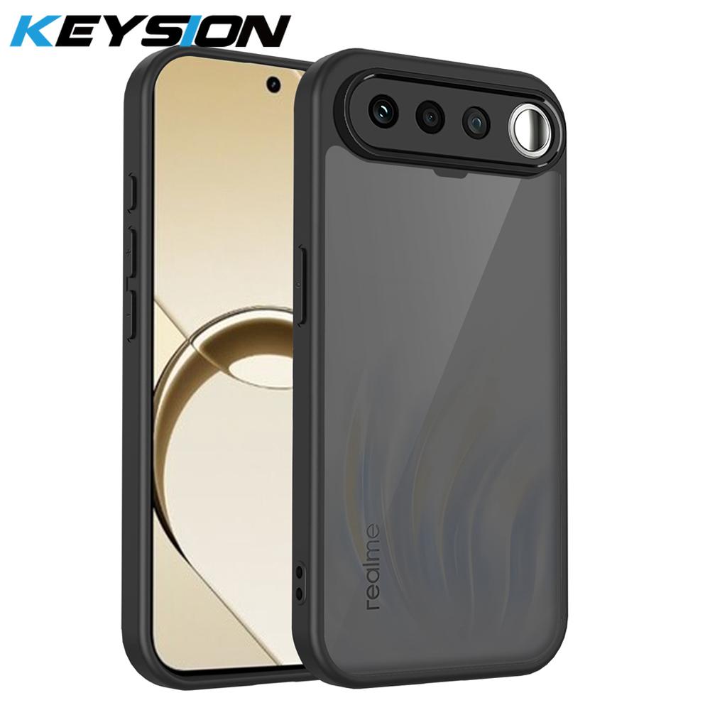 

KEYSION Matte Translucent Black Phone Case for Realme 16 Pro 5G Silicone+PC Clear Shockproof Cover for Realme 16 5G 16 Pro+ 5G for Realme 16 5G чёрный