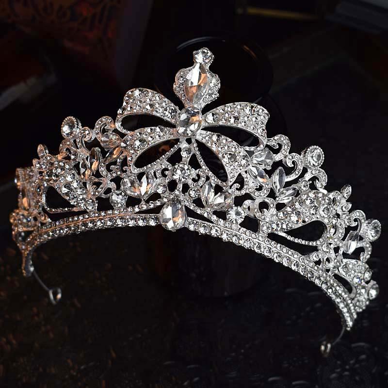 

Легкая Роскошь Кристалл Главная Свадебная Корона Платья Невесты Свадебный Головной Убор Французский Бант Аксессуар для Волос Корона Принцессы на День Рождения