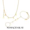 MamacitaSlay 316L Stainless Steel Star Necklace Finger Linked Bracelet 18K Gold Plated Waterproof Jewelry Set For Women Party