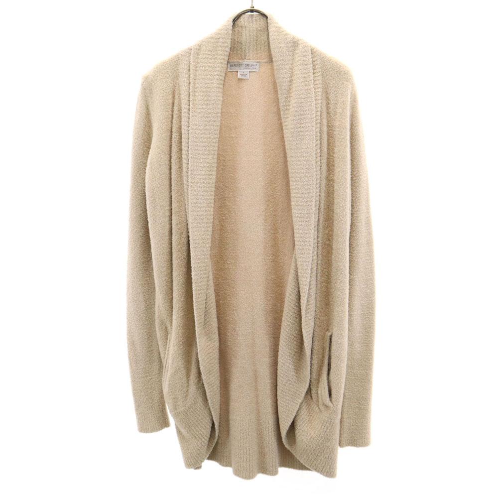 BAREFOOT DREAMS Long Sleeve Shawl Collar Cardigan S Beige Fluffy Roomwear Women Used