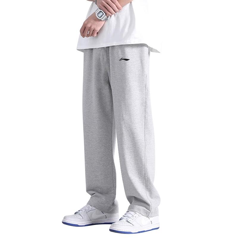 Li Ning Logo Atmungsaktiv Bequem Student Vielseitig Lässig Schnürung Gerades Bein Sporthose Unisex Hose AWDU24-1