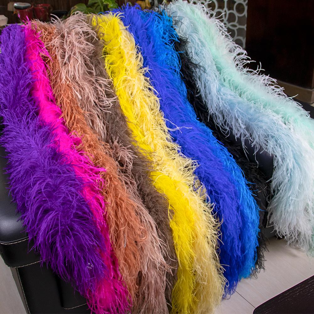 2 Meters Natural Ostrich Feather Boa 6ply Ostrich Feathers Trim Shawl Dyed Various Party Clothing Decoration Plume Scarf