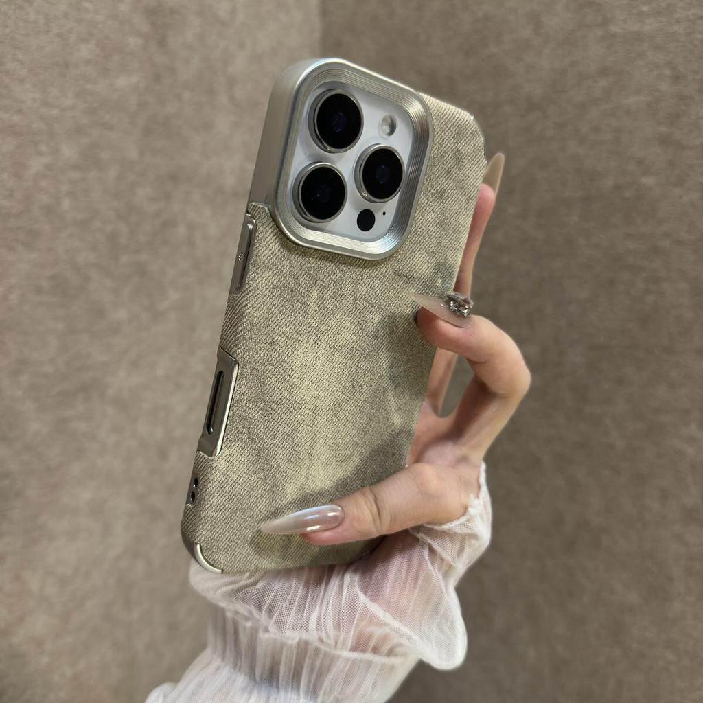 Denim Textured Anti-Drop Full Coverage Case for iPhone 17/16 Pro Max/15 Pro/14/13 PM - Female