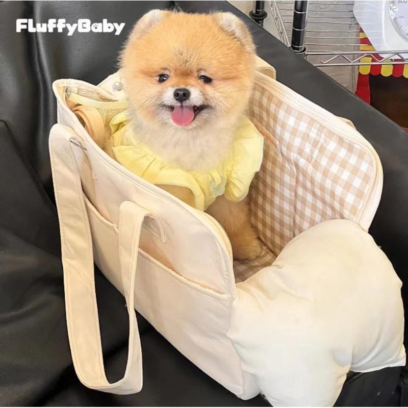 Portable Pet Carrier Bag Cats Dogs Cotton Linen Shoulder Crossbody Handheld Travel Winter