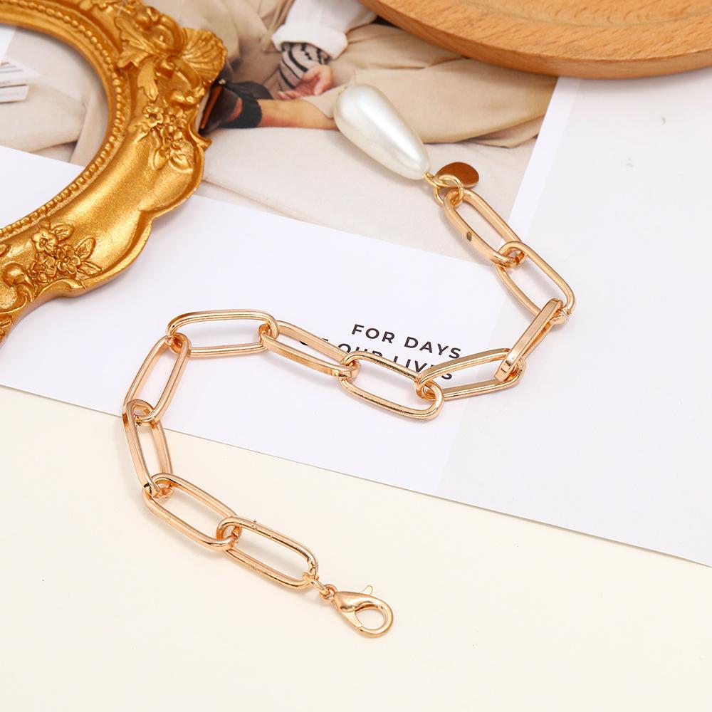 Water Drop Pearl Pendant Bracelet Cold Style Hip Hop Simple Jewelry Women, Korean Version Anklet Bracelet Two-Piece Set