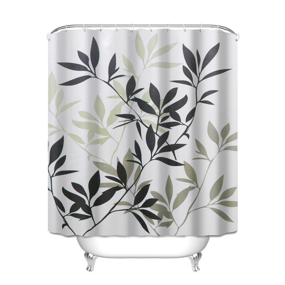 Shower Curtain with Hooks Waterproof Polyester Fabric Purple Floral Plant Bathroom Bathtub Curtains for Bath Room Tub