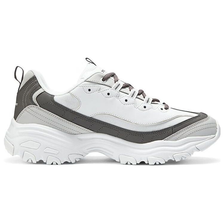Skechers D'LITES 1.0 Men White Black Low Top Casual Shoes Fabric Synthetic Leather Comfortable Durable Fashion 894290-WGY