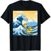 Große Welle Mit Gummienten Lustige Parodie Japanische Kunst T-Shirt