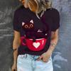 Summer Leisure T-shirt Women's T-shirt Cartoon Cat Pattern Print Fashion Print T-shirt Elegant Women's Short Sleeved T-shirt