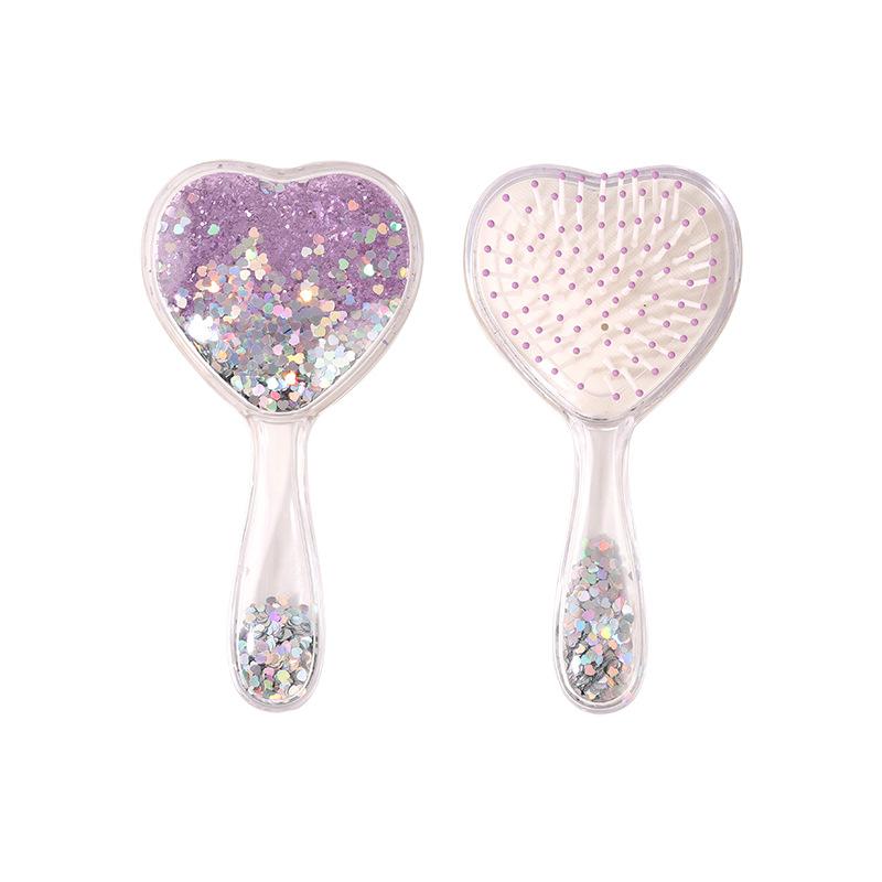 1 Piece Glitter Sequins Kids Brushes Cute Heart Style Air Cushion Comb Children's Shiny Quicksand Cute Fashion Brushes Combs