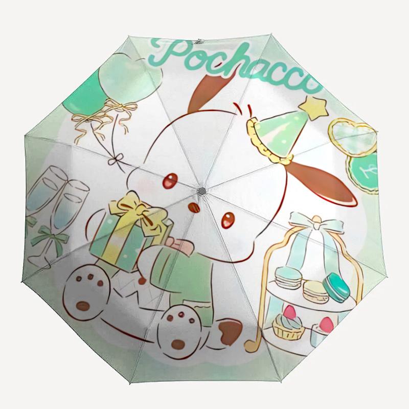 1pc Pochacco Party Hat Festival Gift Umbrella - Automatic Opening/Closing, Portable 3-Fold Design, 8-Bone Iron Frame Outdoor Umbrella for Fans, Travel