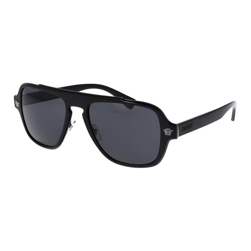 Versace Full frame design metal square sunglasses same style for men and women, black 18384568 VE2199 100187 56 18-black 56