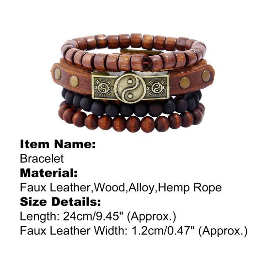 4Pcs/Set Beaded Bracelet Simple Multi-layer Easy-using Tai Chi Leather Bracelets for Home