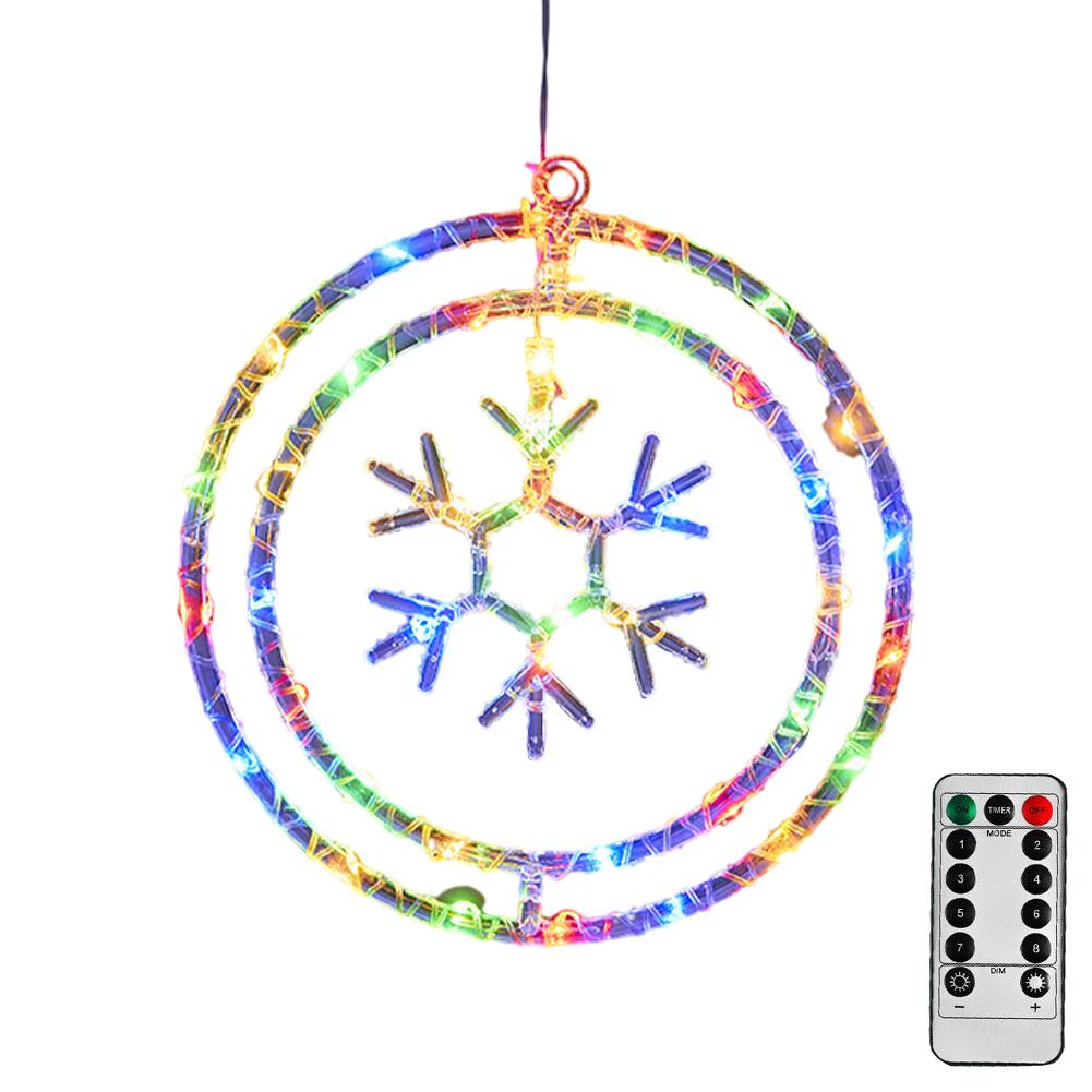 

Christmas Window Lights USB Powered LED Curtain Fairy String Light Remote Control LED Hanging Ring Lights Home Garden Decoration