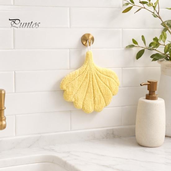 Bathroom Decor Hand Towel Leaf Shape Towel, Soft Absorbent with Hanging Loop, Decorative Shaped Cute Maple Ginkgo Design for Kitchen Drying Loop