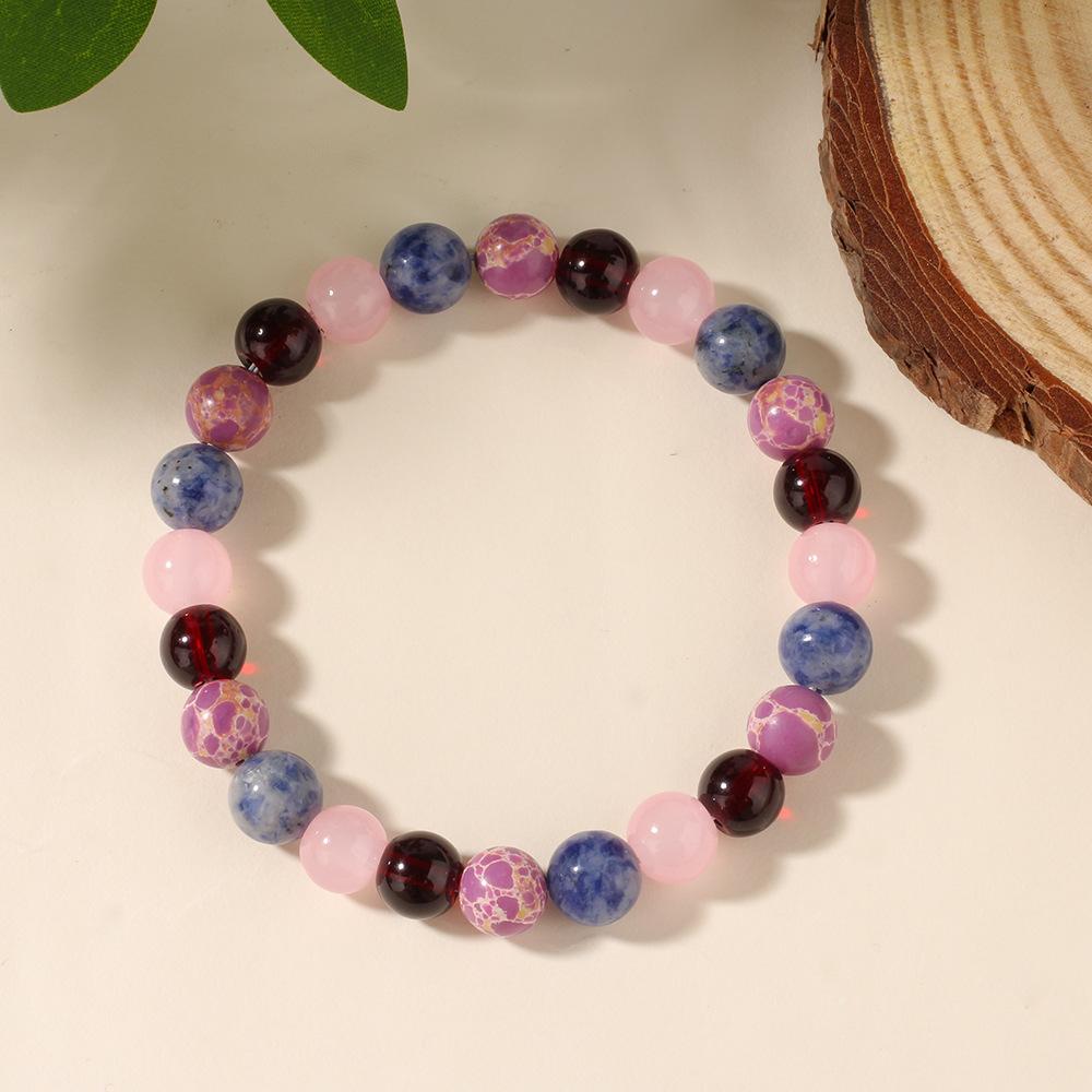 Festive Gifts Garnet Rose Quartz Sodalite Purple Crackle Stone Beaded Bracelet Natural Fashion Jewelry For Men Women Daily Wear Gift