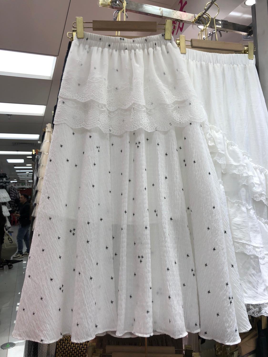 

Юбка Mori sweet small floral женская кружевная поддельная двухсекционная занавеска для весны и лета с высокой талией и тонкая юбка A word средней и длинной длины one size fits all