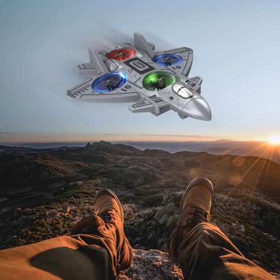 Kinder Fernbedienung Flugzeug Spielzeug mit LED Lichtern 360 Grad Stunt Flip Mini EPP Schaumstoff Kampfjet Modell Anfänger Kinder Erwachsene 2,4 GHz RC Flugzeug