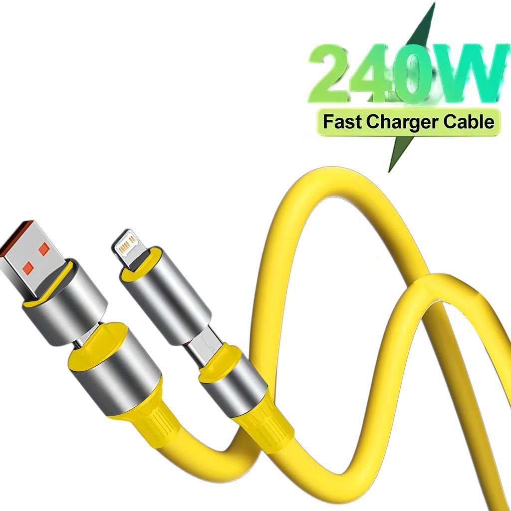 4 In 1 240W Fast Charging Cable for iPhone15 16 17 Android USB Type C Charger Cable Multi Port Multiple USB Charging Wire Line