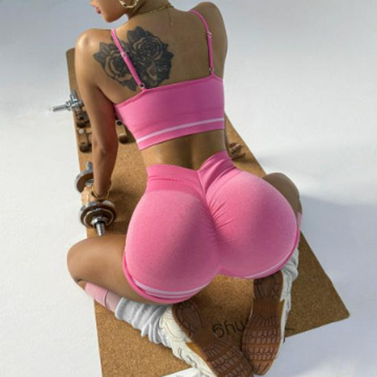 Women's Seamless Colorblock Yoga Set: Shockproof Sports Bra & Hip-Lifting Fitness Shorts