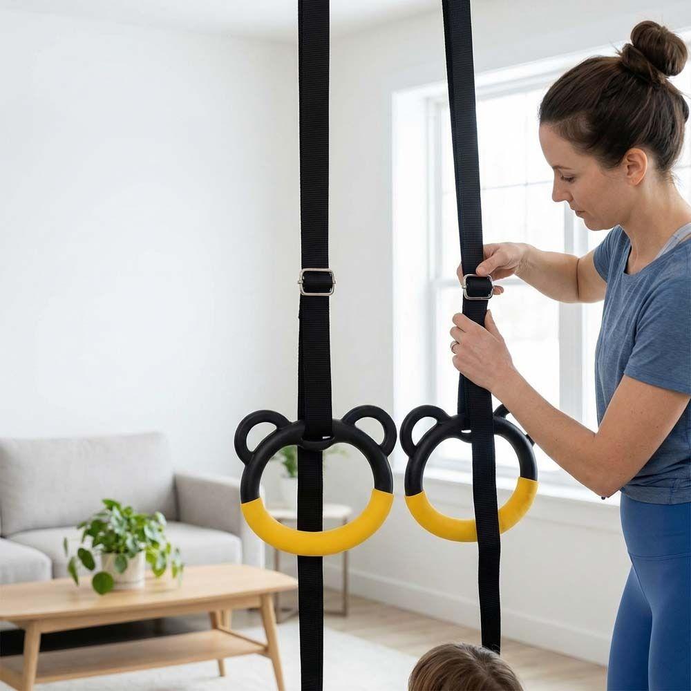 Durable Gymnastic Rings With Straps Fitness Exercise Ring Workout Gea Pull Up Bar Fitness Training