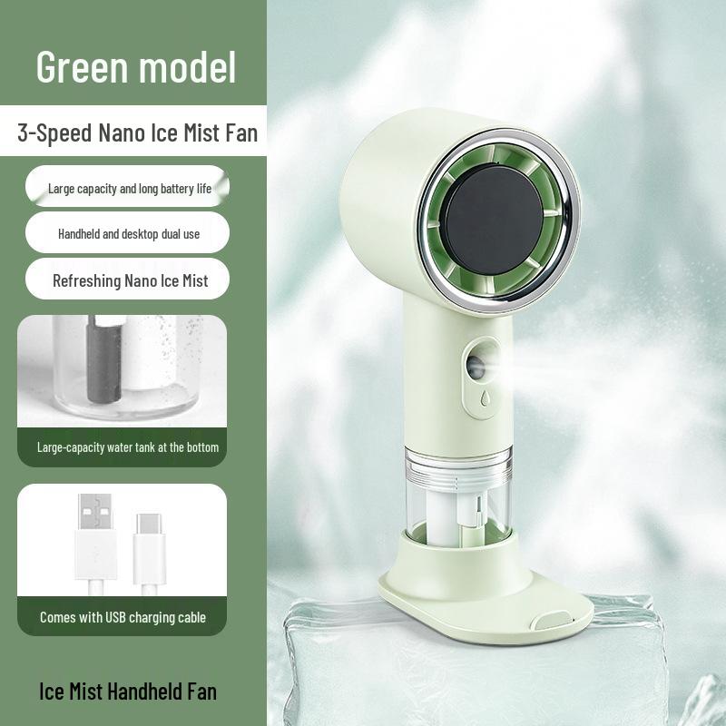 

Premium USB Rechargeable Handheld Fan with High-Speed Airflow, Portable Humidifier, and Rapid Cooling for Outdoor Use. 156x86x59mm