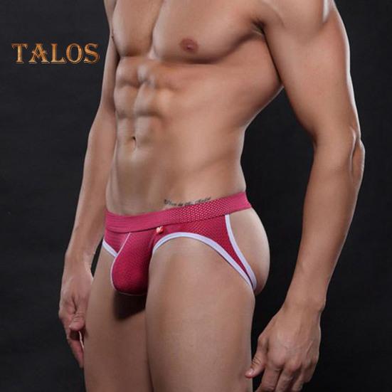 Men Briefs Low-rise U-Convex Patchwork Color Thong Breathable Mesh Hip Lifting Fine Stitching Underwear