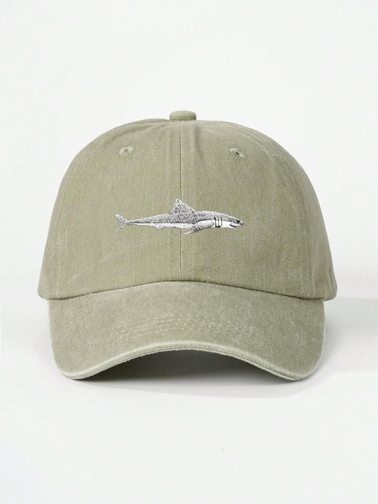 Unisex Vintage Washed Shark Embroidered Baseball Cap Casual Outdoor Hat