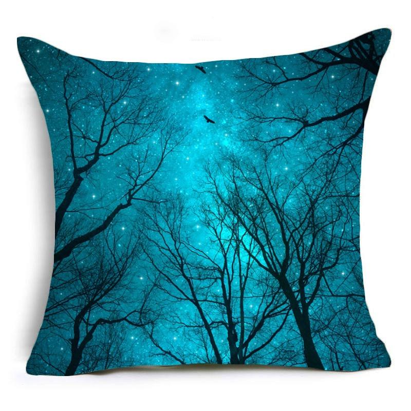 Green Plant Forest Pattern Decorative Pillowcase Living Room Bedroom Square Cushion Pillowcase