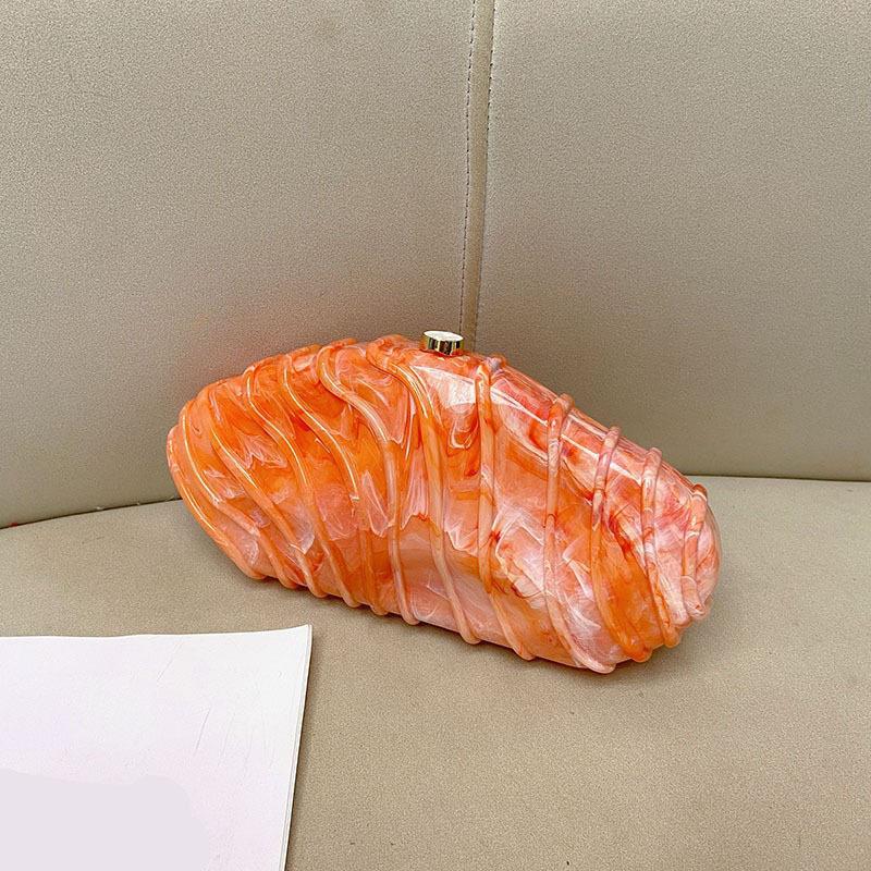 Elegant Acrylic Women's Handbag With Stone Pattern Simple Chain Crossbody Bag For Evening Events Hard Texture Chinese Origin