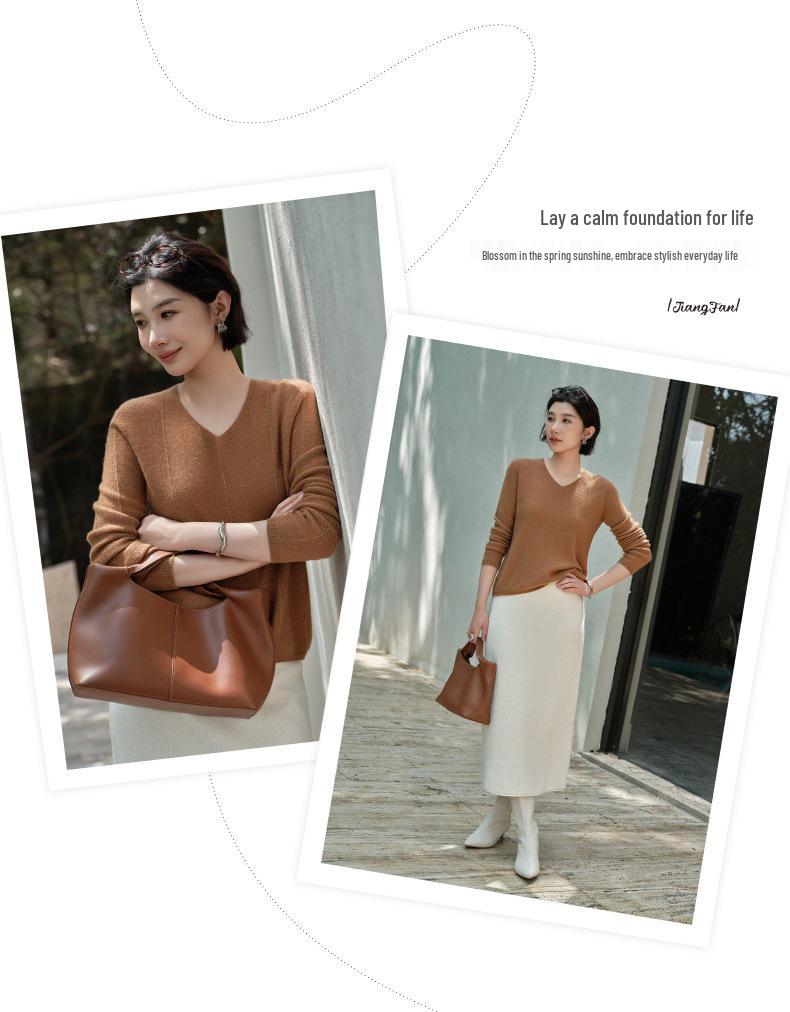 Early Autumn 100% Pure Cashmere Women's Loose Fit Seamless Knitwear