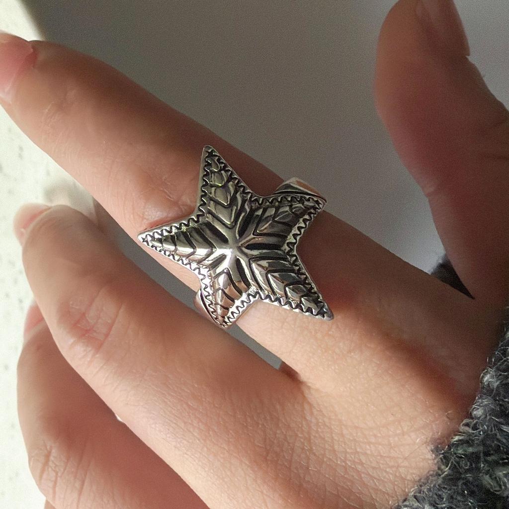 925 Silver Rings for Women Couple Minimalist Handmade Simple Wide Moon Ring Set Party Jewelry Gift Prevent Allergy