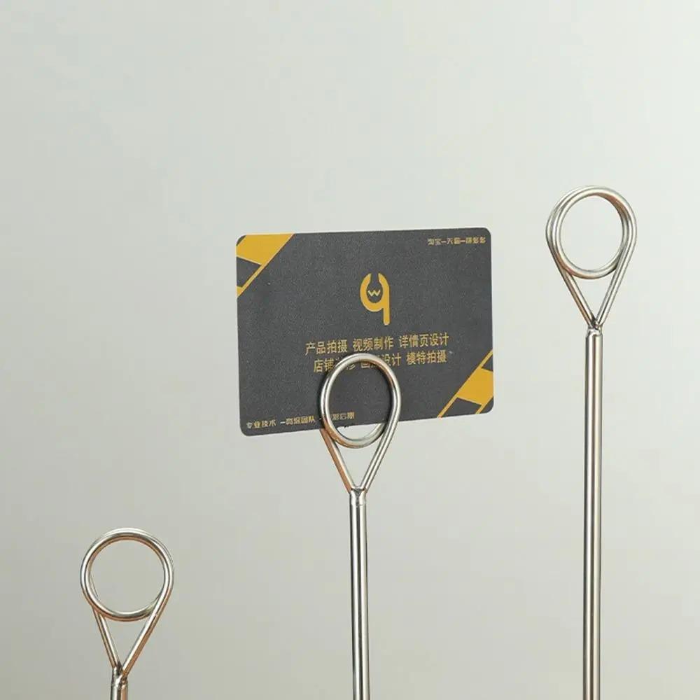Cute Stainless Steel Round Photo Clip Elegant Note Clamp Stand  Restaurant Table
