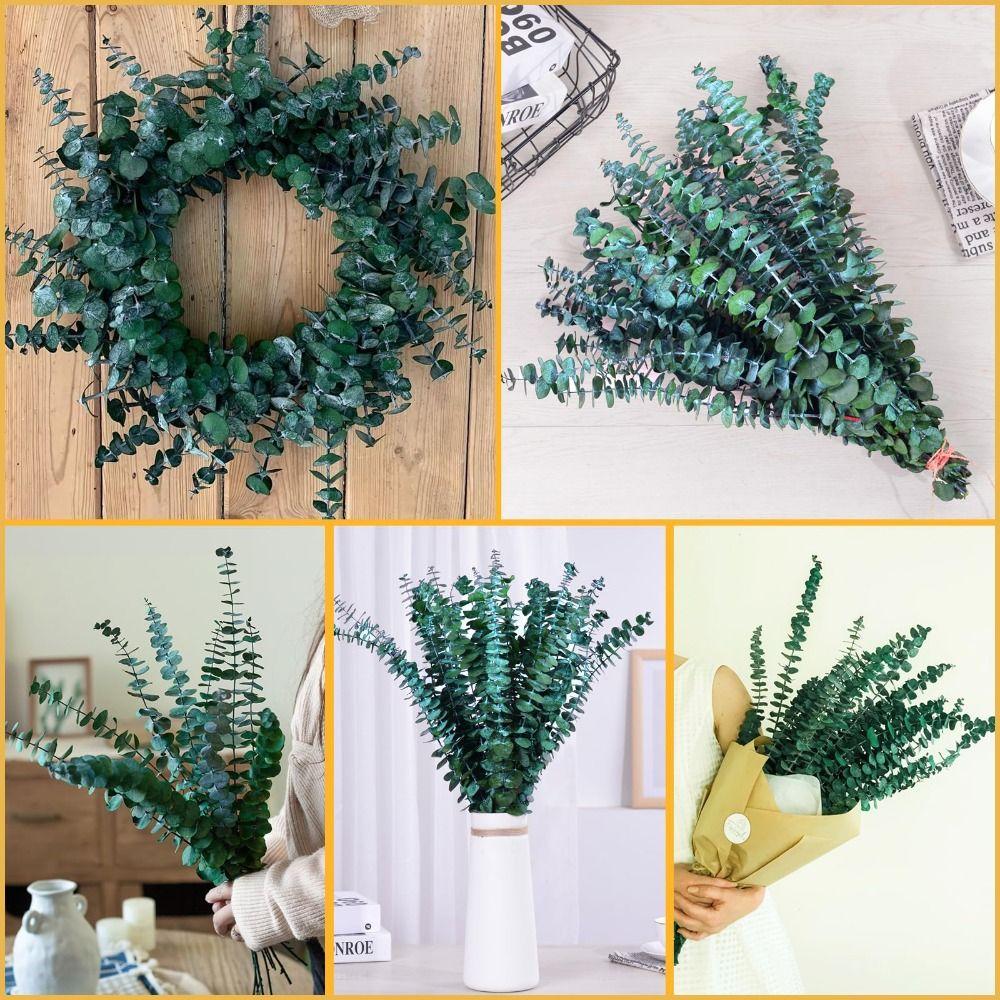 10 Pcs 22 inch Artificial Plants Flowers Real Leaves Preserved Eucalyptus Stems  Bathroom