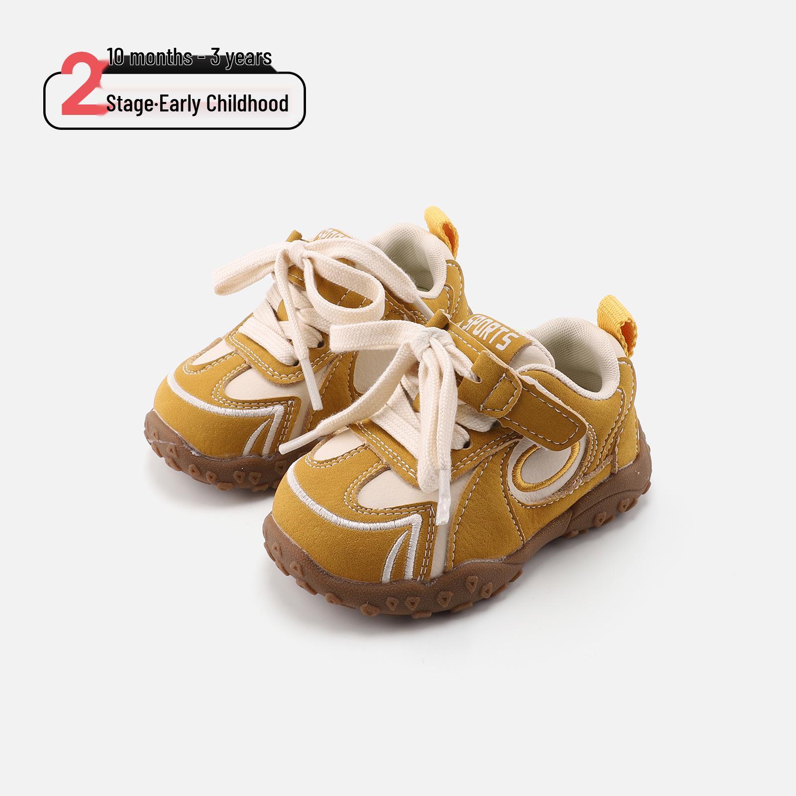 

2026 Spring Toddler Shoes: Non-slip, Color Block, Korean Style Sports Sneakers for Boys & Girls Size 20/Insole 14.5cm жовтий